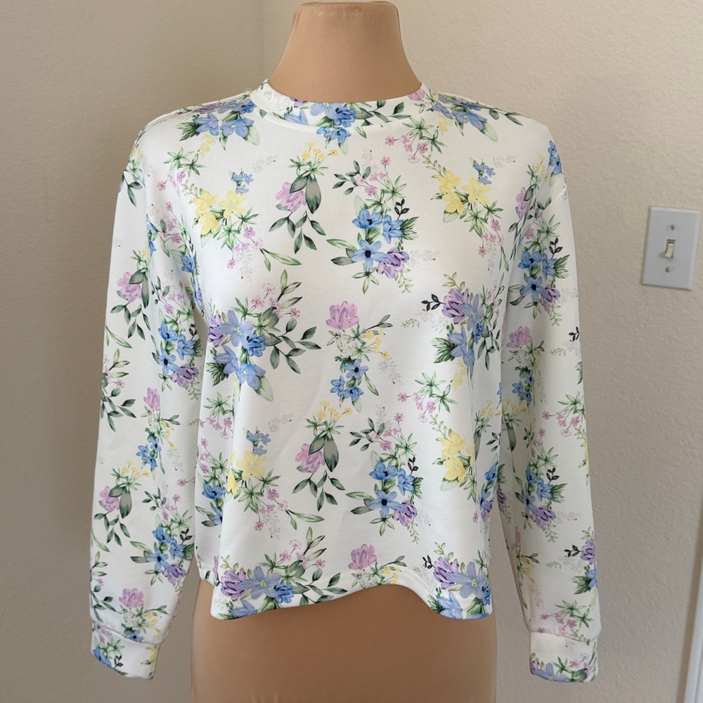 Workshop Republic Floral Spring Scuba Sweatshirt XS-S NWT